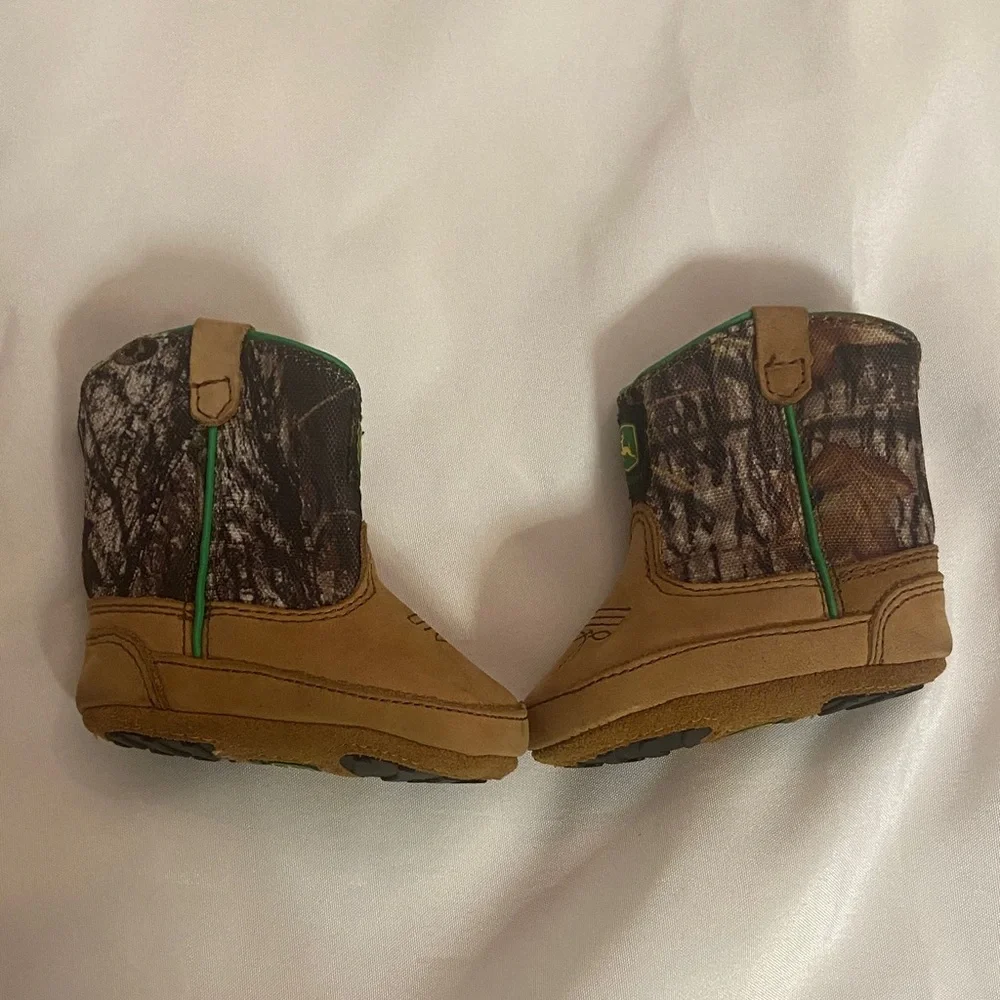 John Deere Baby Tan and Green Boots